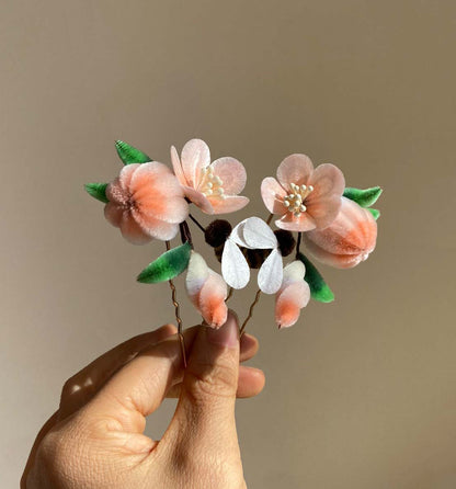 Peach Bespoke Hairpin-Silk Hairpin(Ronghua)