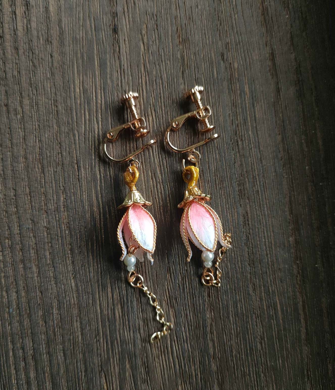 Bells Bespok Earrings-Pink Silk Earrings(Ronghua)