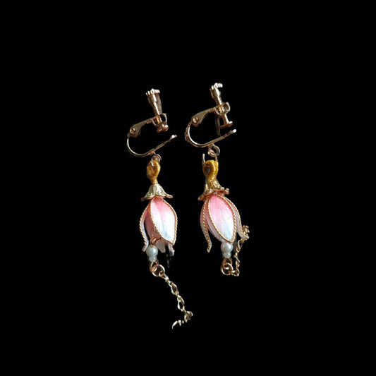 Bells Bespok Earrings-Pink Silk Earrings(Ronghua)