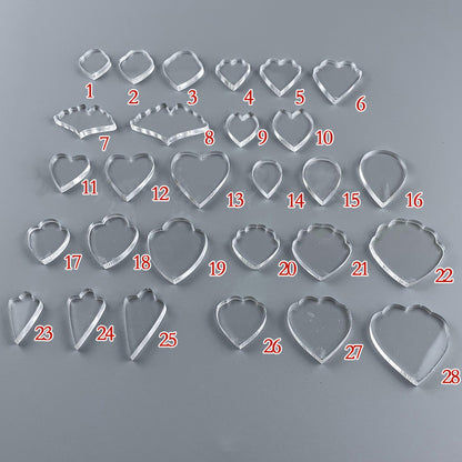 A collection of over 28 different clear acrylic templates for making wire-wrapped flower petals and leaves for DIY jewelry.