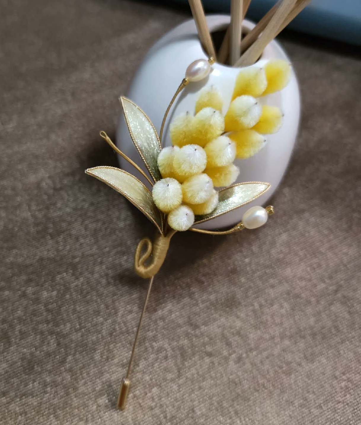 Wheat Bespoke Brooch-Silk Brooch(Ronghua)