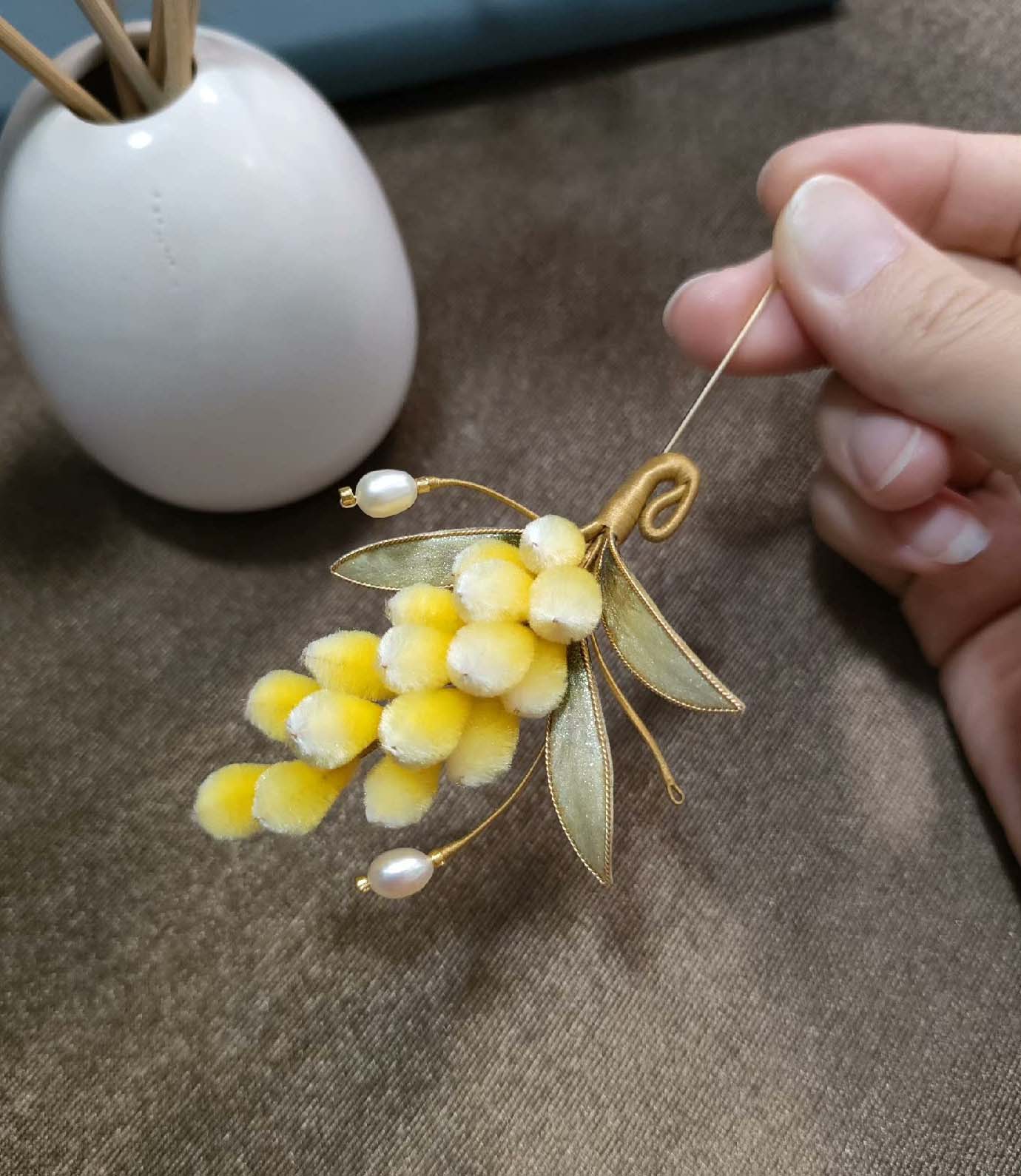 Wheat Bespoke Brooch-Silk Brooch(Ronghua)