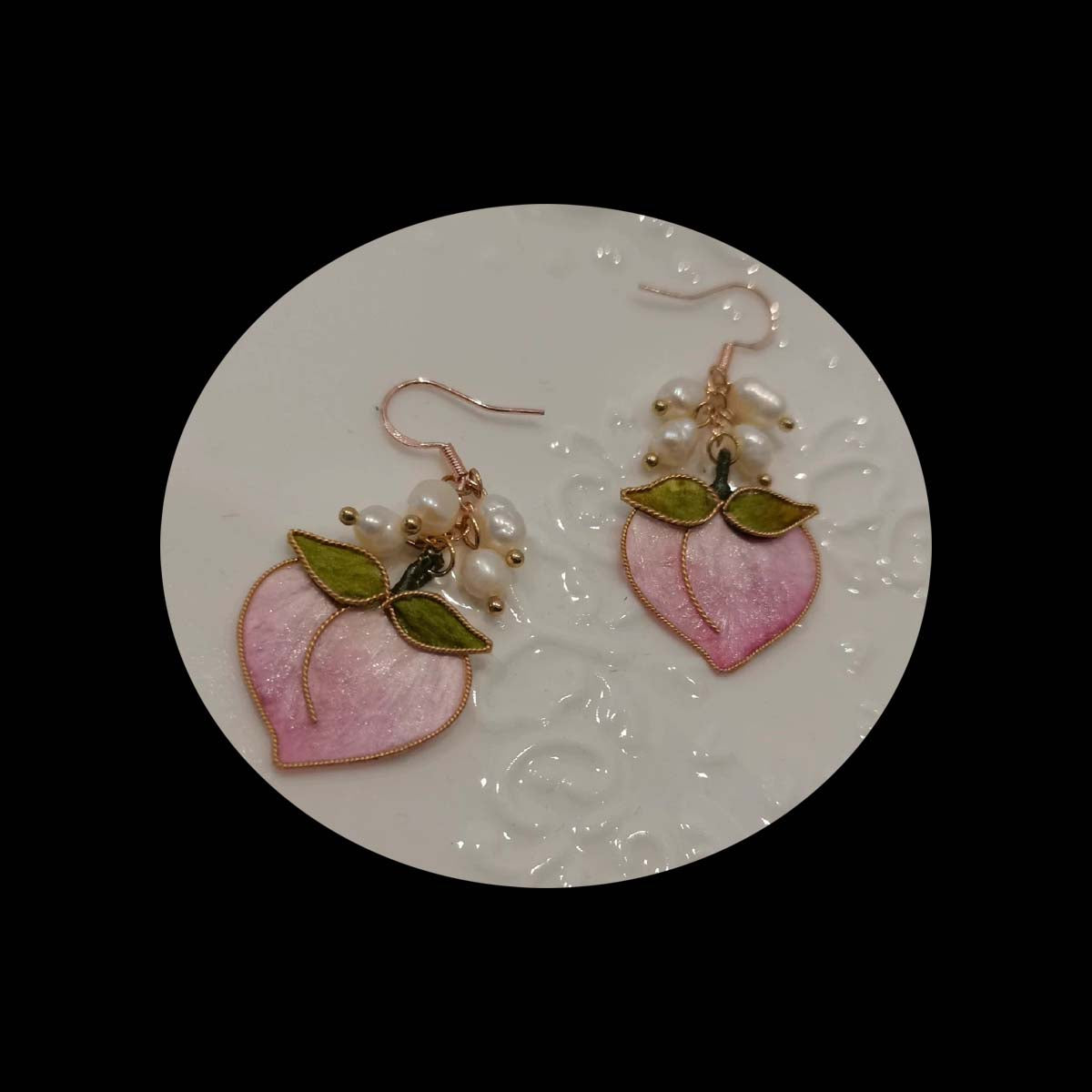 Peach Bespoke Earrings-Silk Earrings(Ronghua)