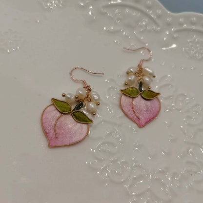 Peach Bespoke Earrings-Silk Earrings(Ronghua)