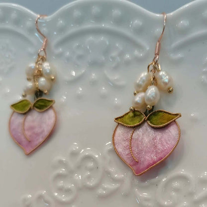 Peach Bespoke Earrings-Silk Earrings(Ronghua)