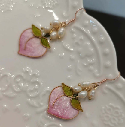 Peach Bespoke Earrings-Silk Earrings(Ronghua)