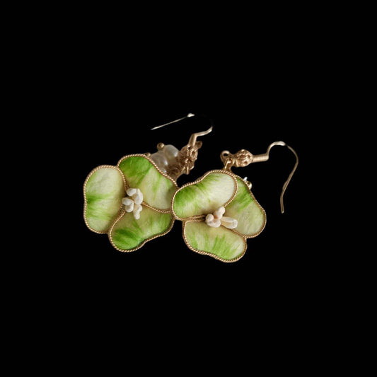 Wildflower Bespoke Earrings-Green Earrings(Ronghua)