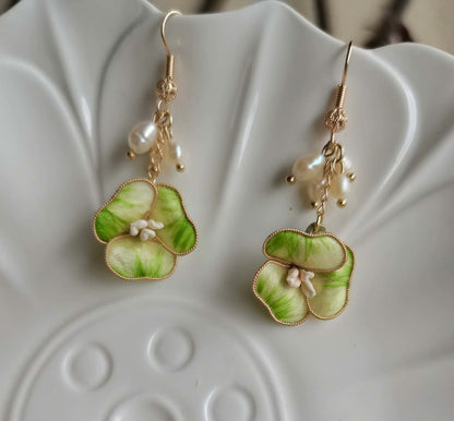 Wildflower Bespoke Earrings-Green Earrings(Ronghua)