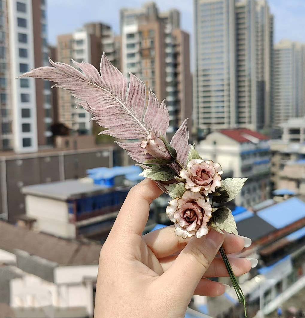 Feather Bespoke Brooch-Silk Brooch(Ronghua)