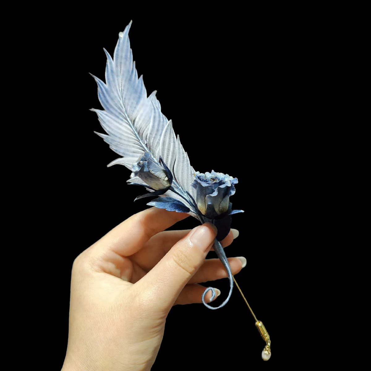 Feather Bespoke Brooch-Silk Brooch(Ronghua).Natural silk