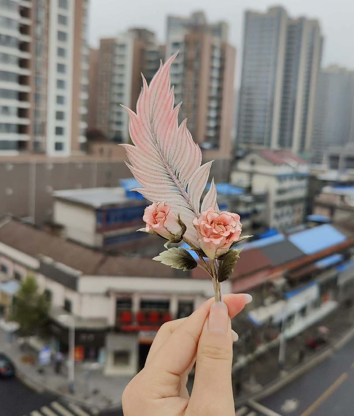 Feather Bespoke Brooch-Silk Brooch(Ronghua)