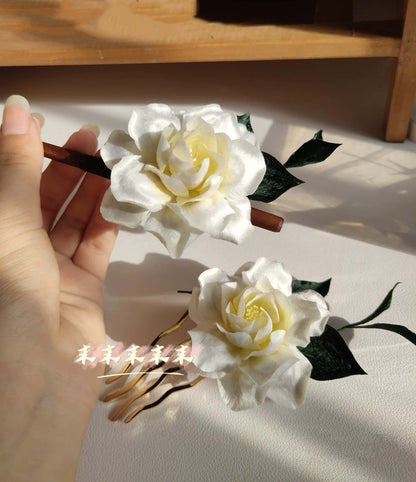 Gardenia Bespoke Hairpin-Silk Hairpin(Ronghua)