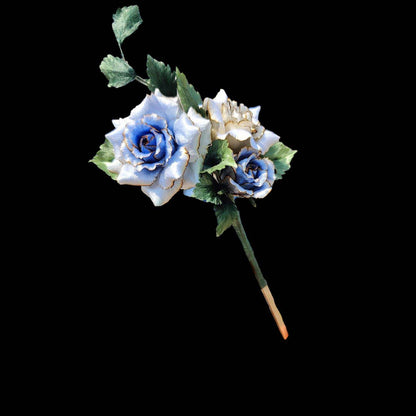 Rose Bespoke Hairpin-Silk Hairpin(Ronghua).Elegant blue and white roses