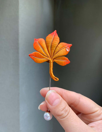 Leaf Handmade Brooch-Yellow Silk Brooch(Chanhua)