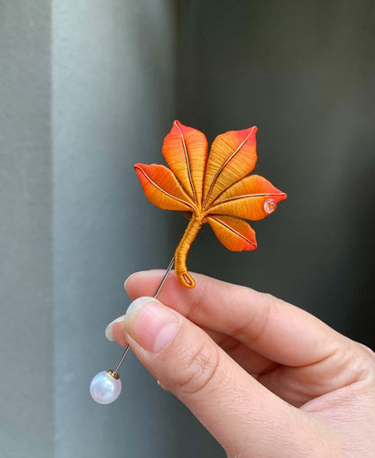 Leaf Handmade Brooch-Yellow Silk Brooch(Chanhua)