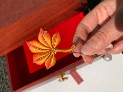 Leaf Handmade Brooch-Yellow Silk Brooch(Chanhua)