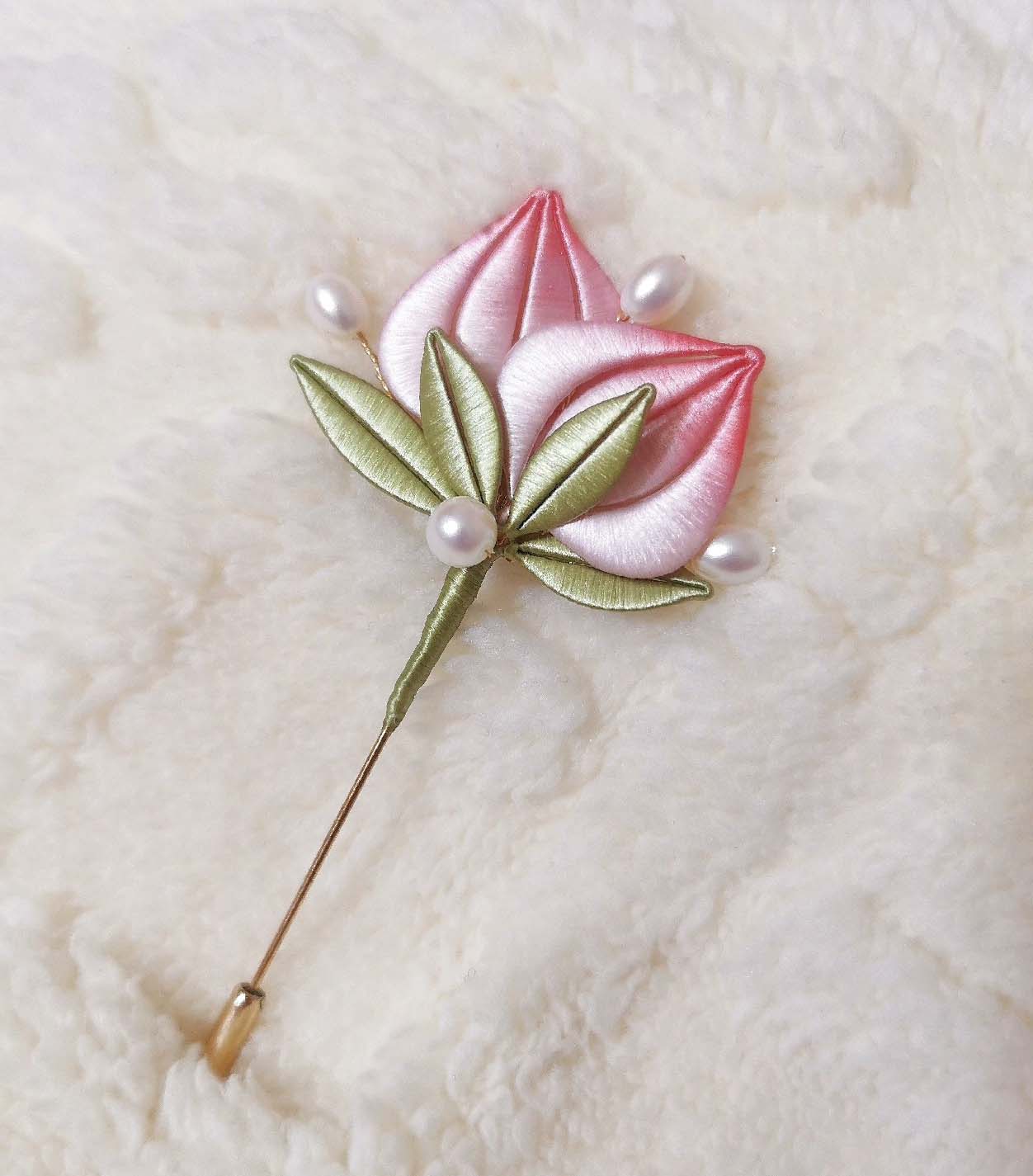 Peach Handmade Brooch-Silk Brooch(Chanhua)