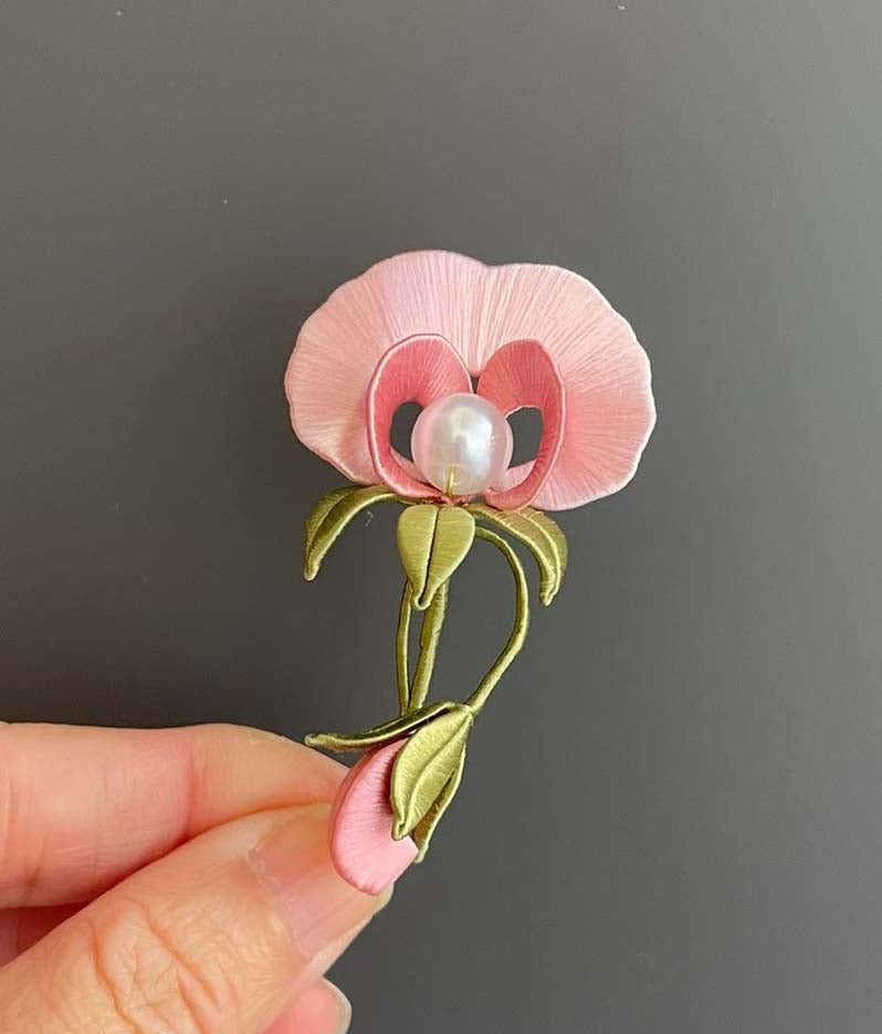 Pea Blossom Handmade Brooch-Silk Brooch(Chanhua)