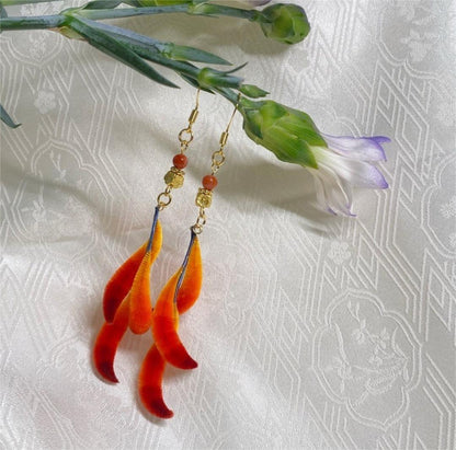 Fox's Tail Bespoke Earrings - Silk Earrings(Ronghua)