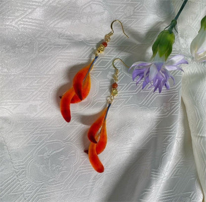 Fox's Tail Bespoke Earrings - Silk Earrings(Ronghua)