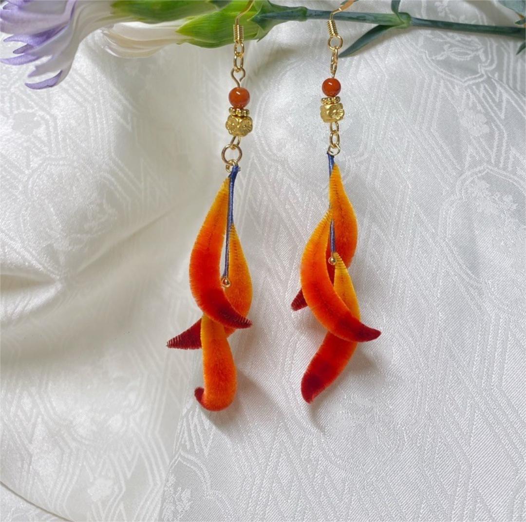 Fox's Tail Bespoke Earrings - Silk Earrings(Ronghua)