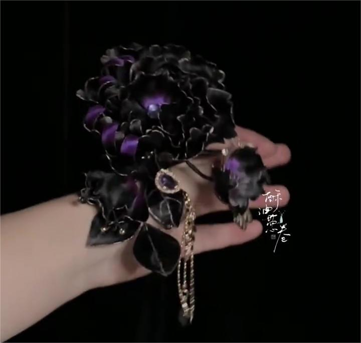 Purple Black Bespoke Flower - Silk Flower(Ronghua)