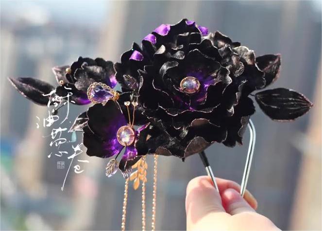 Purple Black Bespoke Flower - Silk Flower(Ronghua)