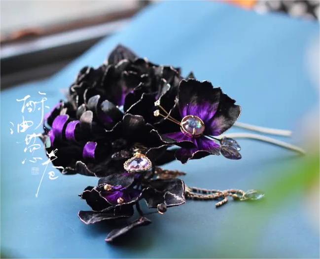 Purple Black Bespoke Flower - Silk Flower(Ronghua)