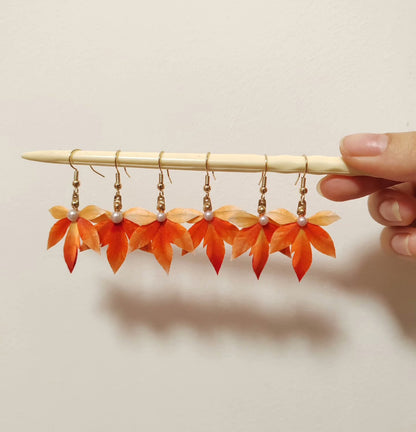 Maple Leaf Handmade Earrings - Silk Earrings(Ronghua)