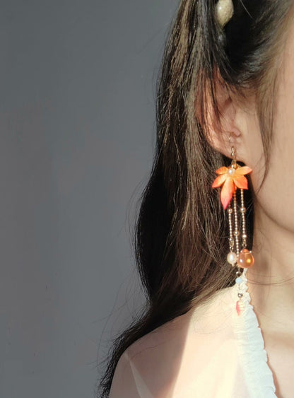 Maple Leaf Handmade Earrings - Silk Earrings(Ronghua)