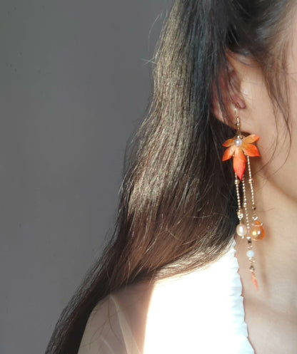 Maple Leaf Handmade Earrings - Silk Earrings(Ronghua)