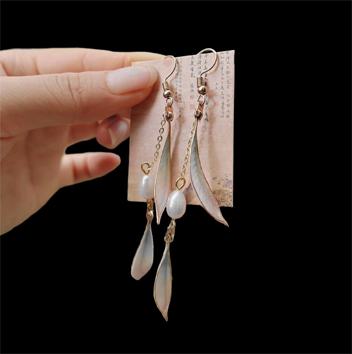 Ink Color Handmade Earrings - Silk Earrings(Ronghua)