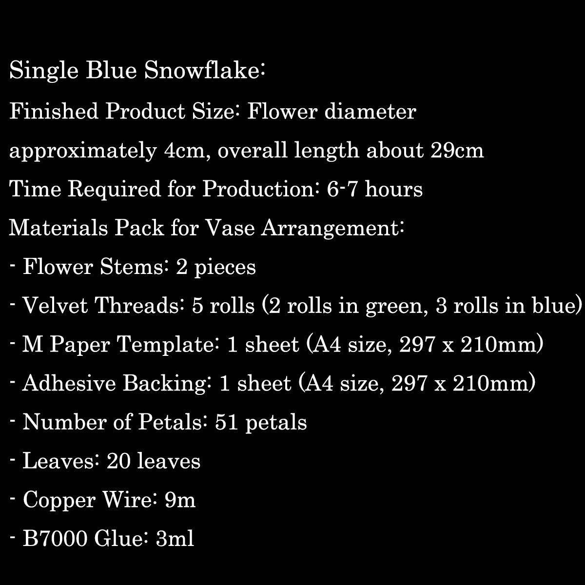 Blue Snowflake Chanhua Materials DIY Kit - Include Detailed Video Tutorial