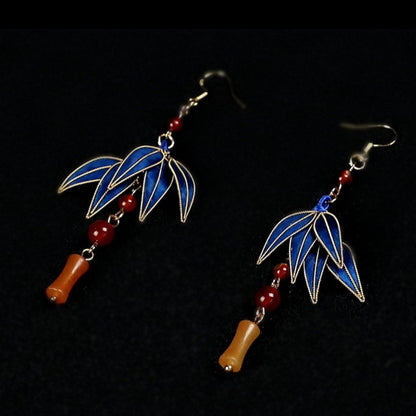 Bamboo Leaf Bespoke Earrings - Silk Earrings(Ronghua)