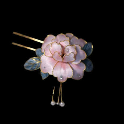 Pink Bespoke Hairpin - Silk Flower(Ronghua)