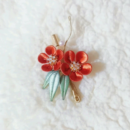 Plum Blossoms and Bamboo Handmade Brooch - Silk Brooch(Chanhua)