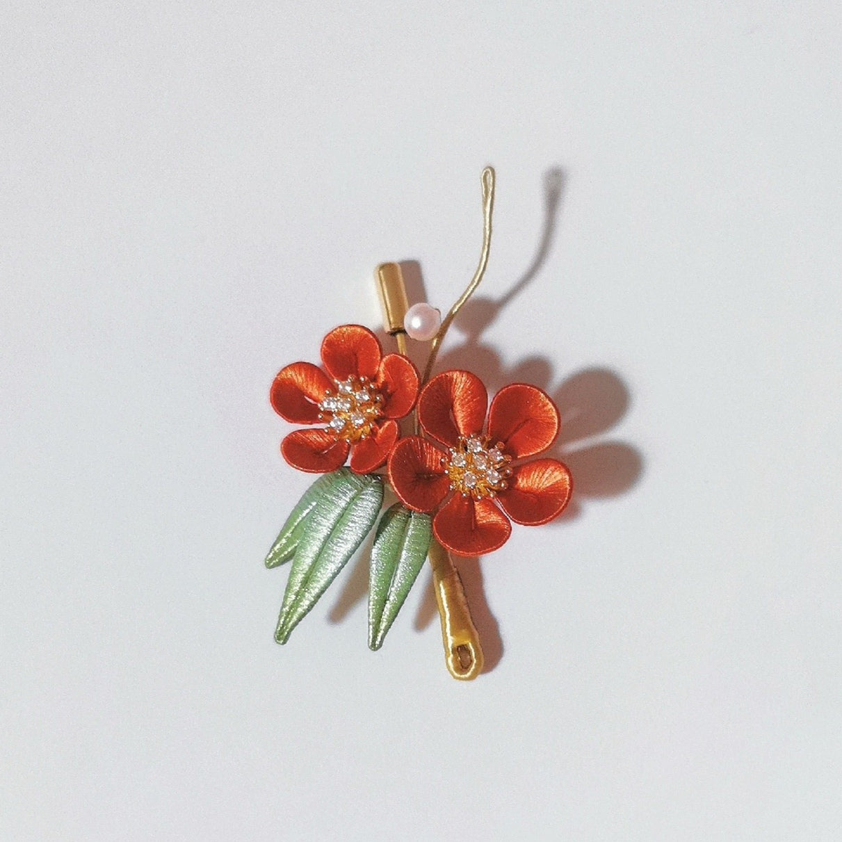 Plum Blossoms and Bamboo Handmade Brooch - Silk Brooch(Chanhua)