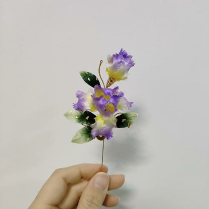 Iris Bespoke Brooch - Purple Silk Brooch(Ronghua)