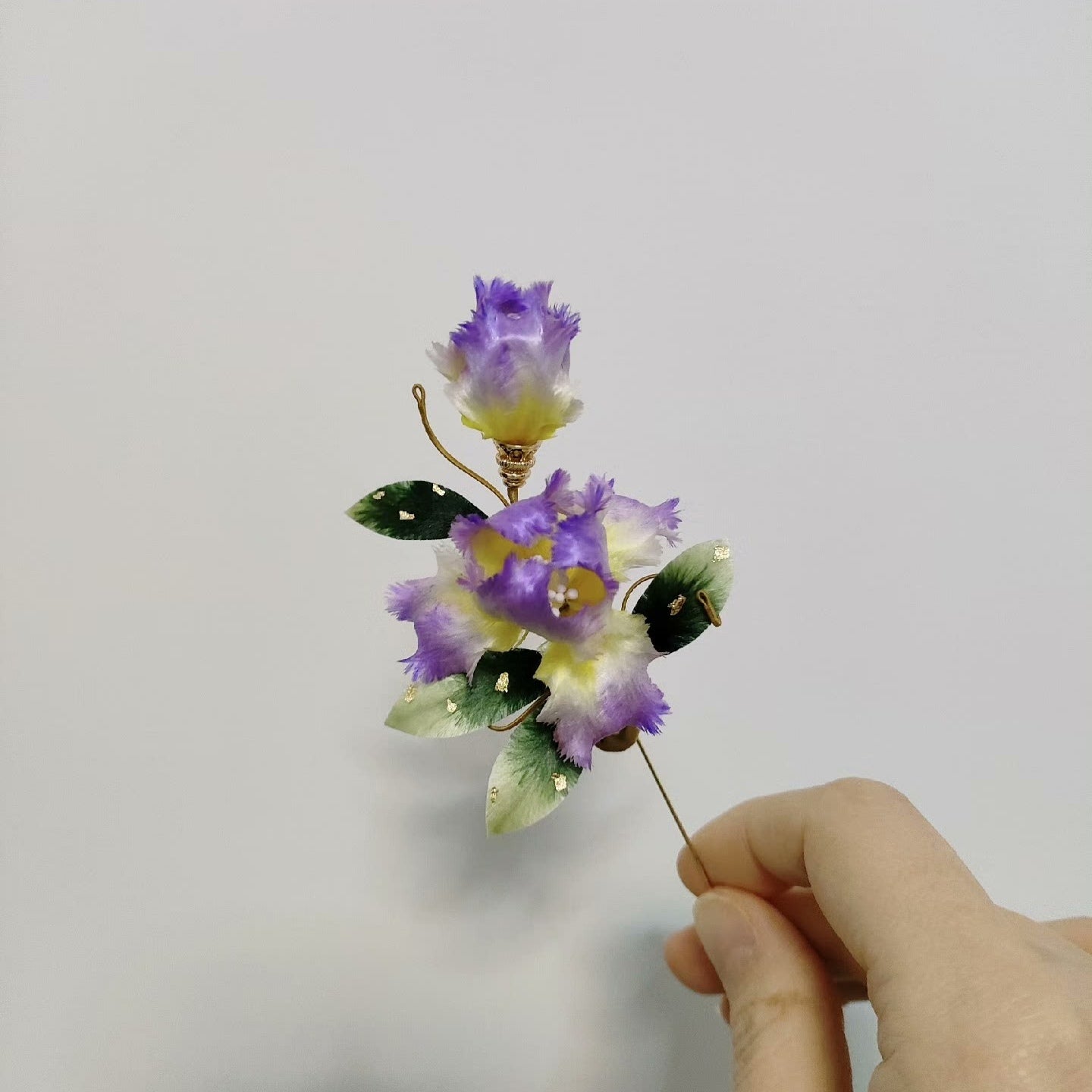 Iris Bespoke Brooch - Purple Silk Brooch(Ronghua)