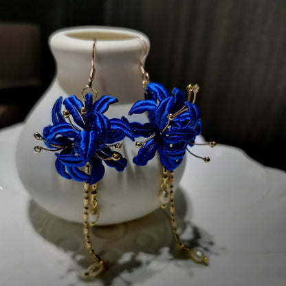 Spider Lily Bespoke Earrings - Silk Earrings(Chanhua)