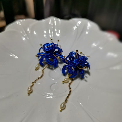 Spider Lily Bespoke Earrings - Silk Earrings(Chanhua)