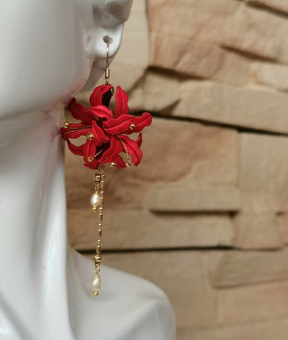 Spider Lily Bespoke Earrings - Silk Earrings(Chanhua)