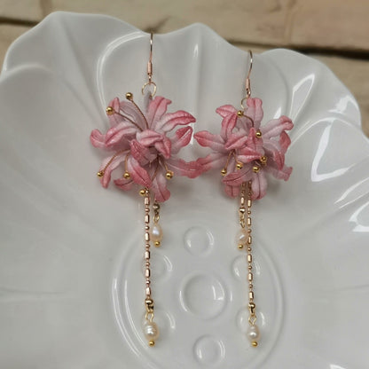 Spider Lily Bespoke Earrings - Silk Earrings(Chanhua)