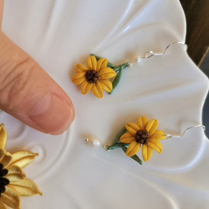 Sunflower Bespoke Earrings - Yellow Silk Earrings(Chanhua)