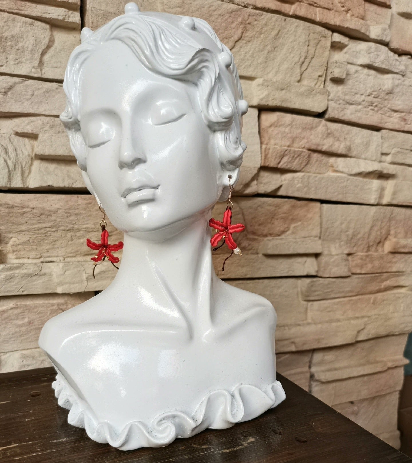 Red Spider Lily Bespoke Earrings - Red Silk Earrings(Chanhua)