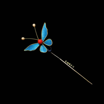 Butterfly Bespoke Hairpin - Blue Silk Hairpin(Ronghua)