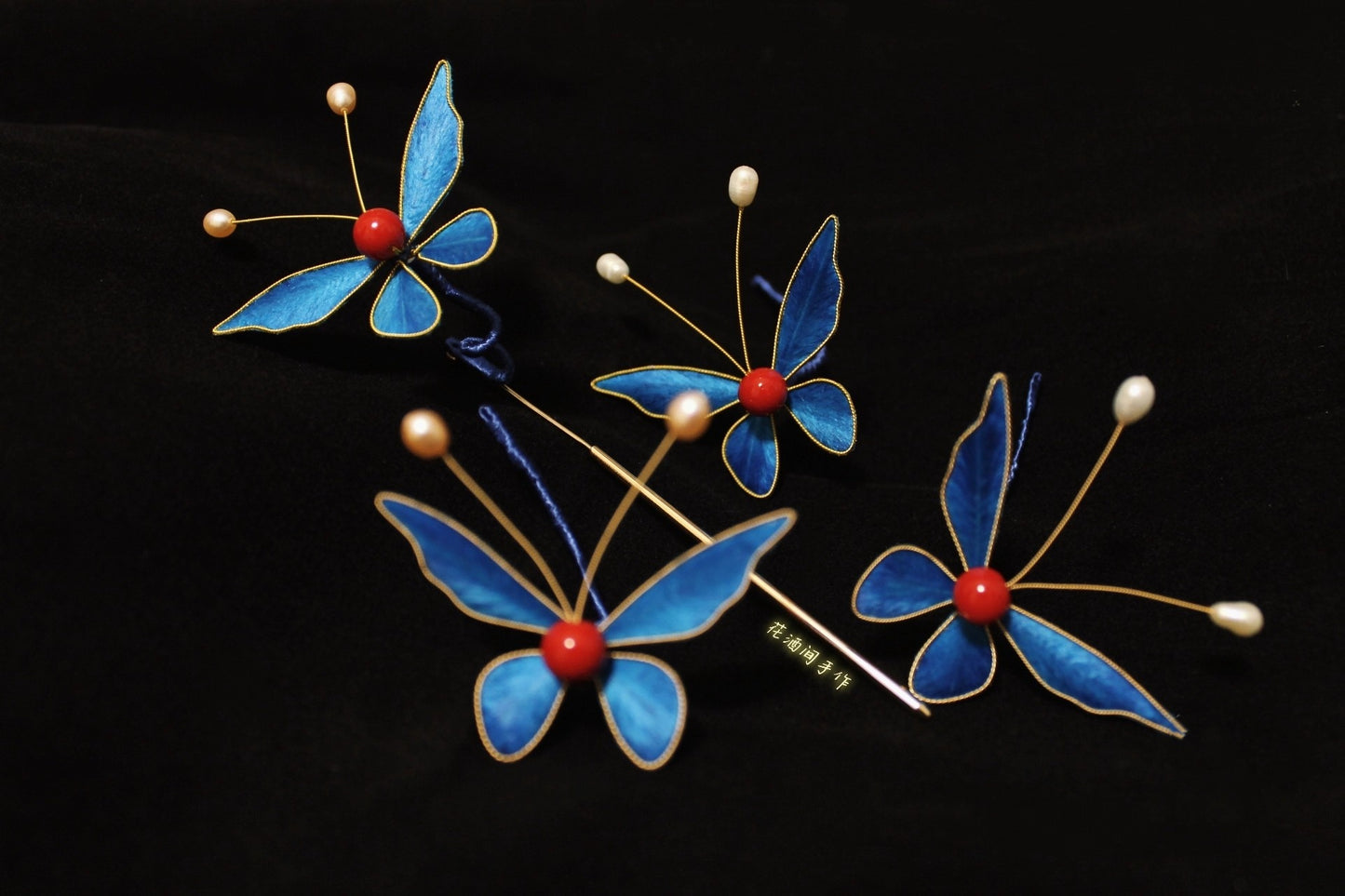 Butterfly Bespoke Hairpin - Blue Silk Hairpin(Ronghua)