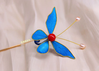 Butterfly Bespoke Hairpin - Blue Silk Hairpin(Ronghua)