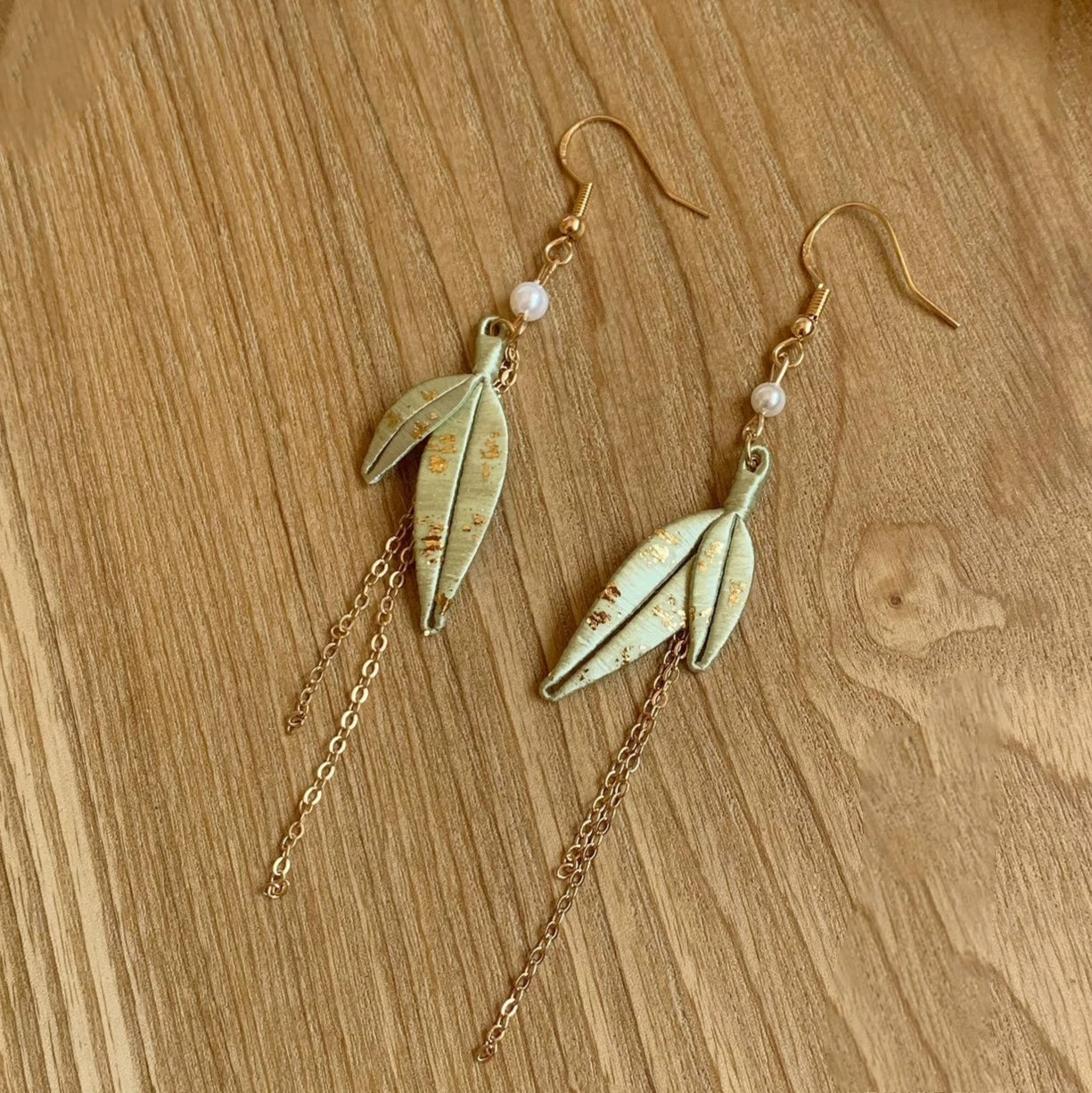 Bamboo Leaves Handmade Earrings - Silk Earrings(Chanhua)