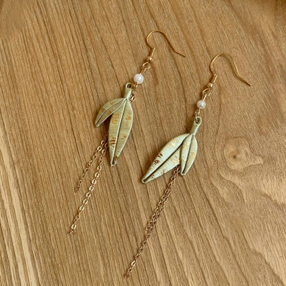 Bamboo Leaves Handmade Earrings - Silk Earrings(Chanhua)